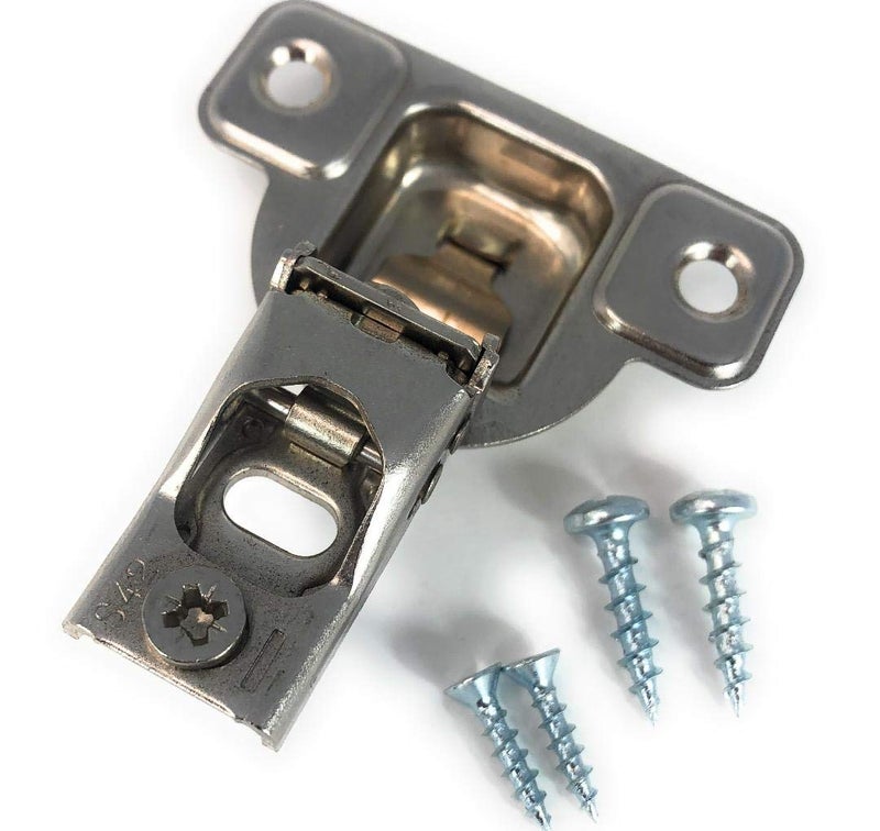 Salice E-Centra Nickel-Plated Metal 106-degree 9/16-inch Overlay Screw-on Face Frame Hinge with 2 Cams (10) - Image 1